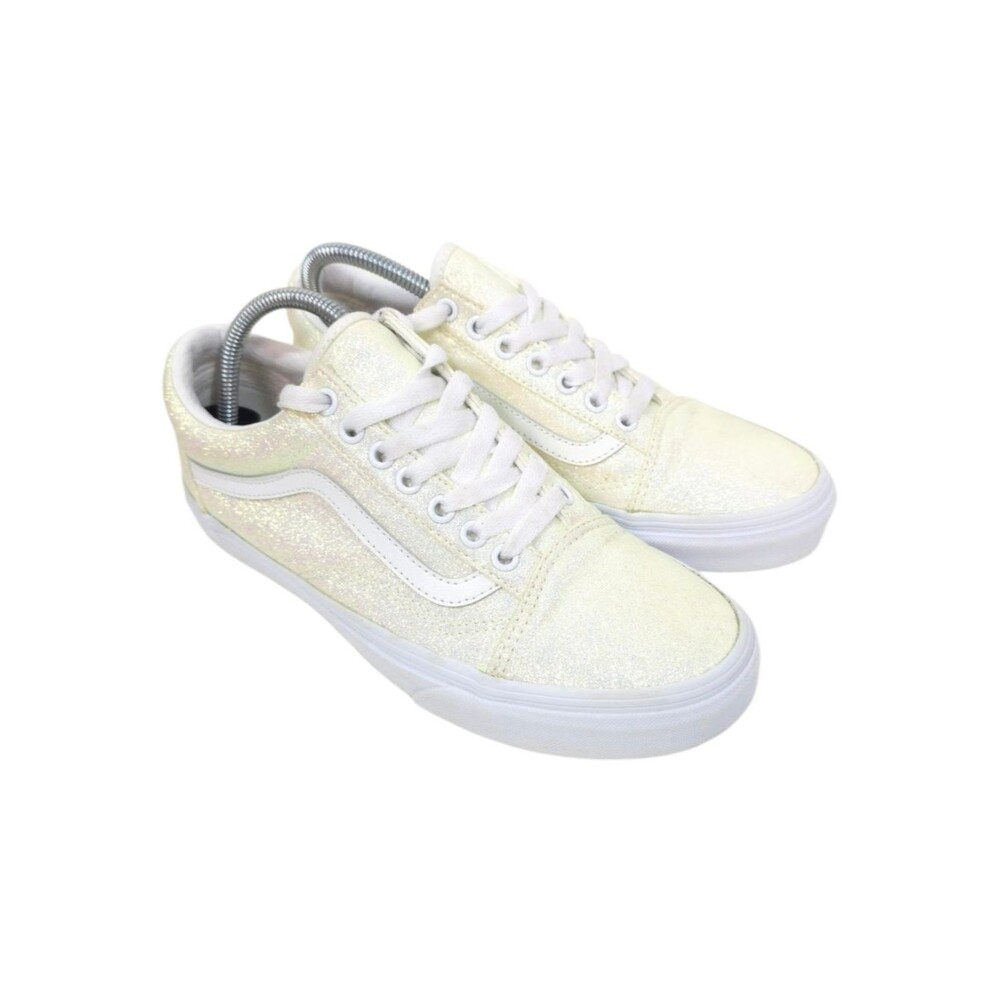 Vans Unisex Old Skool UV Glitter Sneakers White Shoes Men 7 Women 8.5